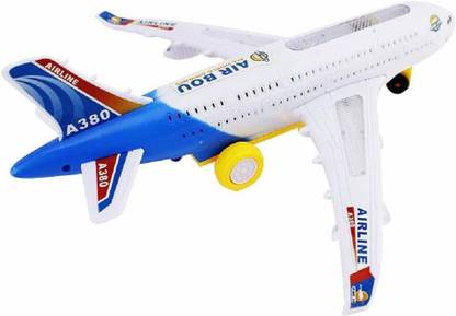 Toyvala Musical AeroPlane Airbus Bump & Go Action Toy with Sound & Light-315
