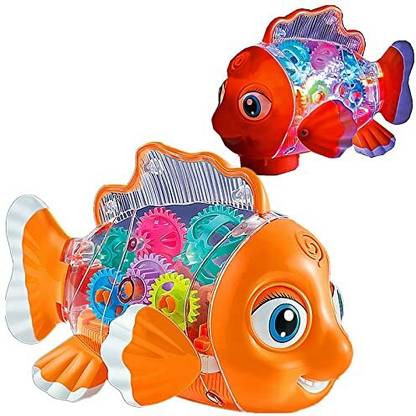 MIMY Transparent Gear Fish Toy for Girls & Boys Transparent Fish Toy for Toddlers
