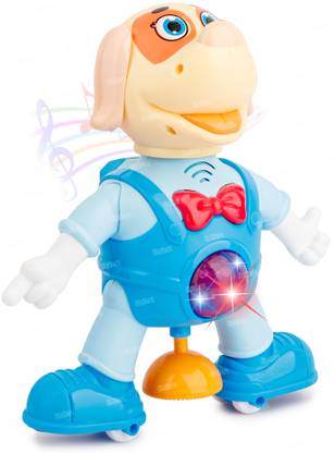 FIDDLERZ 360 Degree Rotating Musical Dancing and Singing Dog with Bump & Go Action