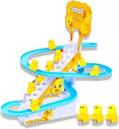TAZURBA Happy Duck Track Set Toys for Kids Climbing Stairs Dancing Duck Slide Toy