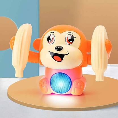 Toyporium Banana Monkey Dancing Tumble Toy With Clap Control Rotating Arm Sound Toy