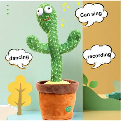 PRAYOMA ENTERPRISE CHEEKU Dancing Cactus Talking Toy, Cactus Plush Toy (Green)A55