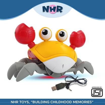NHR Rechargeable Crawling Crab Baby Toy with Music & Automatic Obstacle Avoidance