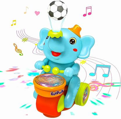 Stravos Dancing Ball Elephant Musical Toy Flashing Light and Amazing Sound Beating Drum