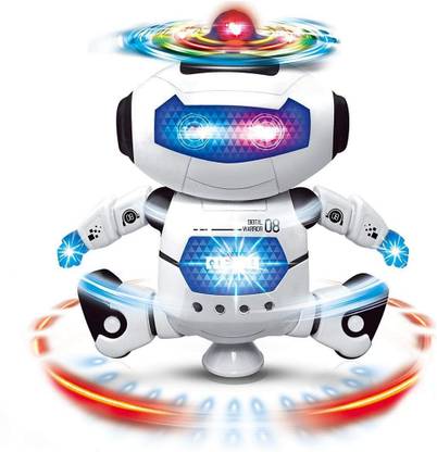 D Plus Dancing Robot with Music and 3D Flashing Lights, 360 Degree Rotation Toy Robot