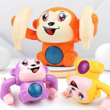 SVE Dancing and Spinning Rolling Doll Tumbler Monkey, Jumping Monkey Toy Voice Control Banana Monkey with Musical Toy with Light and Sound Effects and Sensor for Kids, Multicolor