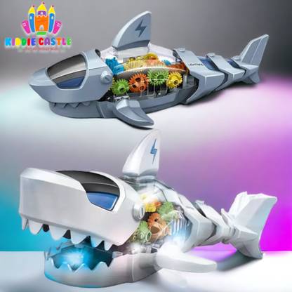Kiddie Castle Transparent Gear Robot Shark, with 3D Colorful Light & Music
