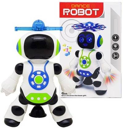 Toyvala Dancing Robot With Music, 3D Flashing Lights,360° Rotation Toy Robot For Kids-AL