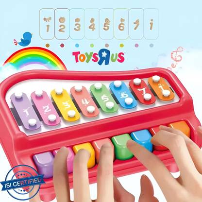 Toys R Us Bruin 2 in 1 Baby Piano Xylophone Toy 8 Multicolored Key Keyboard Baby Kids Girls Boy
