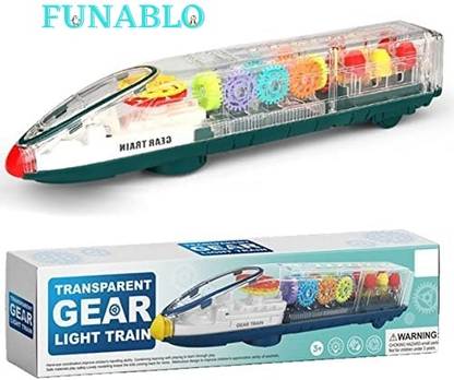 FUNABLO 3D with 360 Degree Rotation, Gear Mechanical Sound and Light Train Toy