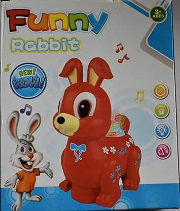 Nexteesh Funny Rabbit Toy with 3DLights Music, Bump and Go 360' Moving Toy for Kids(Red)