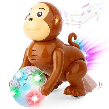 FIDDLERZ Dancing Monkey Toys for Kids 360° Body Spinning Disco Ball