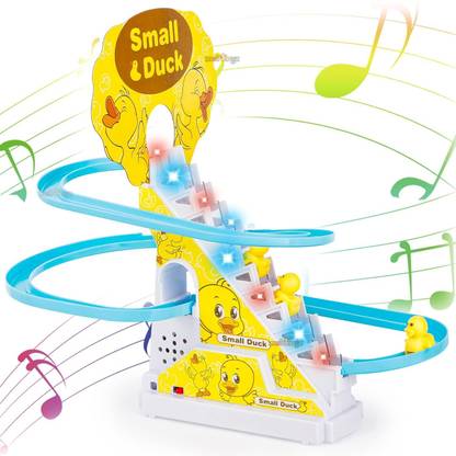 Aganta Duck Slide Toy Set Automatic Stair-Climbing Race Track Set Lights & Music