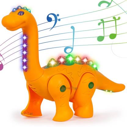 SECOND CRY Walking Dinosaur Real Voice, LED Lights - Long Neck, Random Color