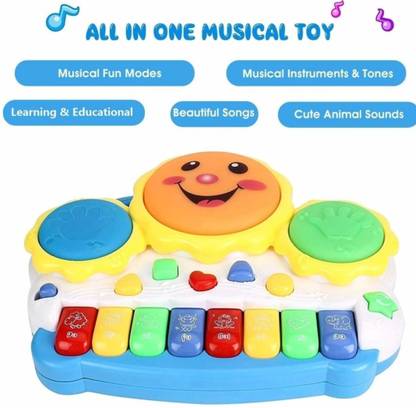 Glamour Electronic Drum Smiley Face Keyboard (Multicolor)