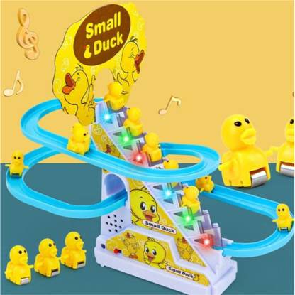 Pepstter Musical Duck Track Slide and Climb Stairs Toys with 3 Duck Color & Design Track