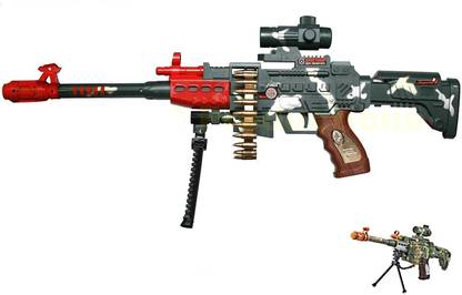 Toyporium Army Style Machine Gun Toy with Stand & Carry Strap, Flashing Lights & Sound|G14 Darts & Plastic Bullets
