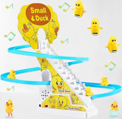 KAVANA 3 Duck Slide Toy Set, Funny Automatic Stair Ducklings Race Track Set For Kids