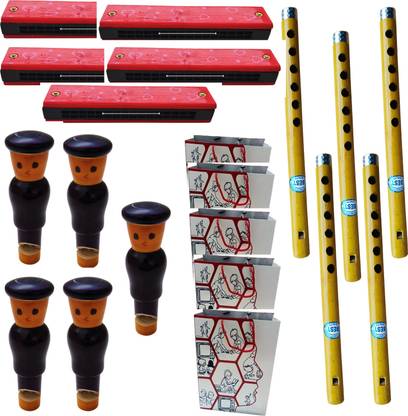 HAPYDOSE Rock & Roll Kids Toy Birthday Gift Mouth Organ Flute and Whistle, Goody Bag Set