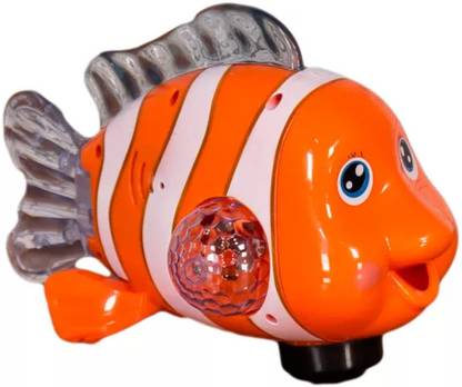 Tanvi collections Orange Nemo Fish Toy with Moving, Rotating, Light, and Sound musical toy