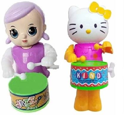 M S.Toys Key Operated Cute Drummer Toy with Children BABY-Y-KITTY Muiacal Toys Rattle