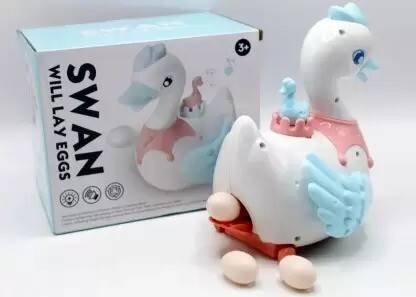 Tenmar Bump and Go Walking Swan Eggs Laying Swan Cygnet Toy (Multicolor)