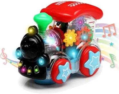 Kidoyz Gear Train Dynamic Music Train Toy with LED Lights, Sound, and Rotating Gears