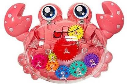 OANGO 360 Rotating Transparent Mechanical Crab Toy with Sound & 3D Lights Gear Toy