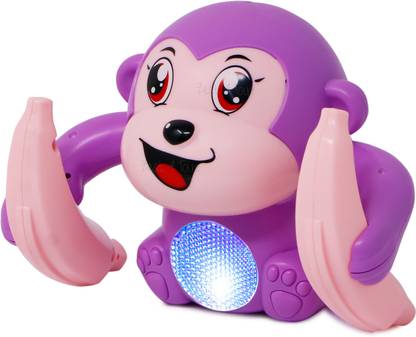 FIDDLERZ Dancing Musical Monkey Light & Sound Rota Toy Bump & Go Tumbling Toy for Kid
