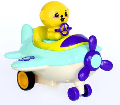 ZUNBELLA Pet Jet Go Friction Powered Press & Go Airplane Toy With Music & Light For Kids