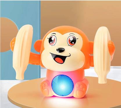 KOBBET Dancing Musical Toy for Tumbling Monkey Doll with Light Music Rotating Arm Sound