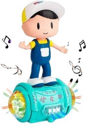 HOGSY 360 Degree Rotating Musical Dancing Boy 5D Light & Sound Toy with Bump& GoAction