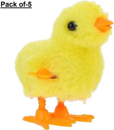 CJ CHILDREN Wind-Up Jumping Plush Cute Small Chicken Toy Easter Egg Baby Bird-(Pack of-5)