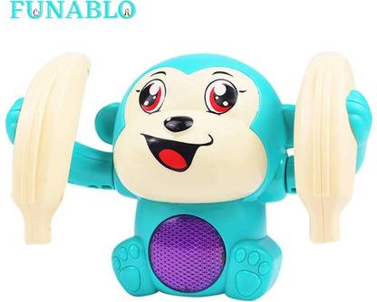 FUNABLO Dancing Monkey Musical Toys for Kids Baby Spinning Rolling Doll Tumble Toy