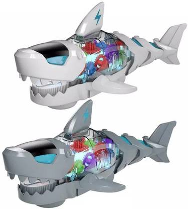 NIYAMAT Battery Operated Transparent Gear Robot Shark Car Vehicle Toy