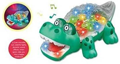 sushma sales 360 Rotating Transparent Mechanical Crocodile Toy with Sound Lights Gear Toy