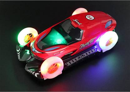 Toyporium Auto Shape Change 360 degree Rotating Flying CAR Toy with Sound and Lights