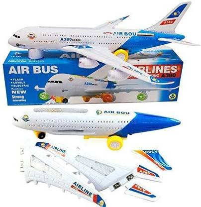 Toyvala Musical AeroPlane Airbus Bump & Go Action Toy with Sound & Light-31
