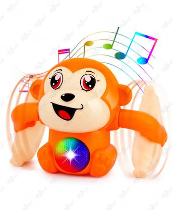 Toyco Tumbling & Tipping Banana Monkey Toy for with Light, Sound and Touch Sensor