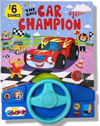 HELLO FRIEND Sports Car Sound Book Champion with Steering, Vroom Vroom, Unique Book, Story Book, Large Size, Music, Interactive.