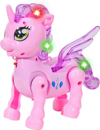WISHKEY Walking Unicorn Toy for Kids, Musical Toys with Lights, Moving Toy with String
