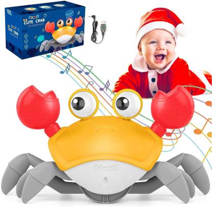 KIDOLOGY Musical Crawling Crab Baby Toy with LED Lights for Babies, Toddlers and Kids