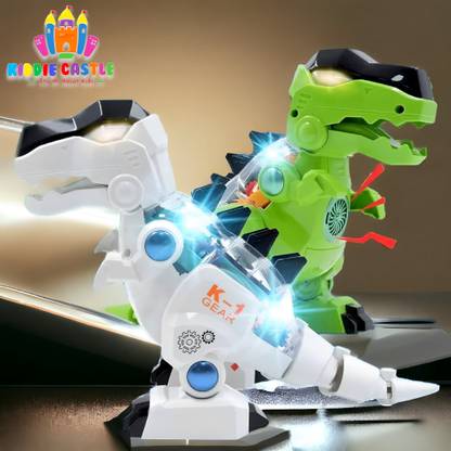 Kiddie Castle Electric Gear Drive Mechanical Dinosaur Robot With Light Music & Walking Action