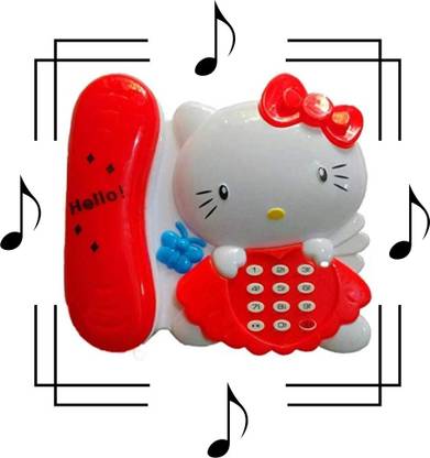 Srishti Collection Kitty Phone Landline Musical Sound Small Telephone Toy for Kids with Music