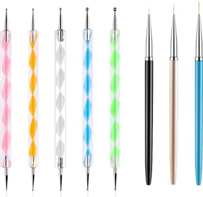 NAILWIND 5 PCS Dotting Pen Tool Dot Paint Manicure kit with 3 PCS Nail Painting Brushes