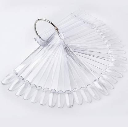 RANORE 50Pcs False Display Nail Art Fan Wheel Polish Practice Tips Sticks Tools