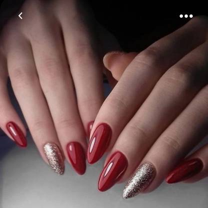 JustNailit Bridal red nails with glitter