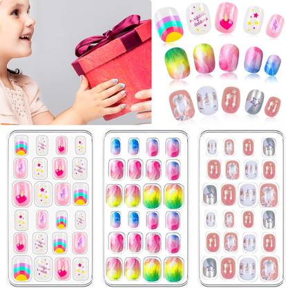 maycreate 72pcs Kids Press-On Gel Nails Cute Cartoon False Nail Press on Fake Nails
