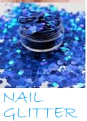 Lui Pui BLUE GLITTER NAIL POLISH