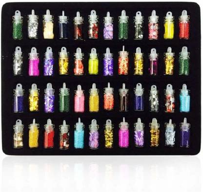 Yuvami's 3D Nail Art Charms Kit, Random Nail Art Glitter Sequins, 48 Glitter bottle